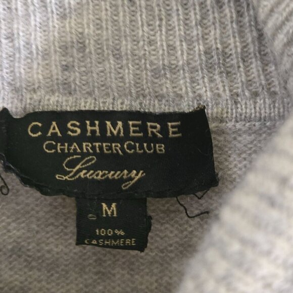 Charter Club 100% Cashmere Light Gray Closet Staple Turtleneck Sweater Size M - Picture 7 of 7